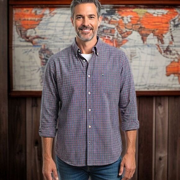 Lacoste Plaid Shirt Mens L 42 Modern Fit Long Sleeve Cotton Preppy Button Down - Picture 14 of 16